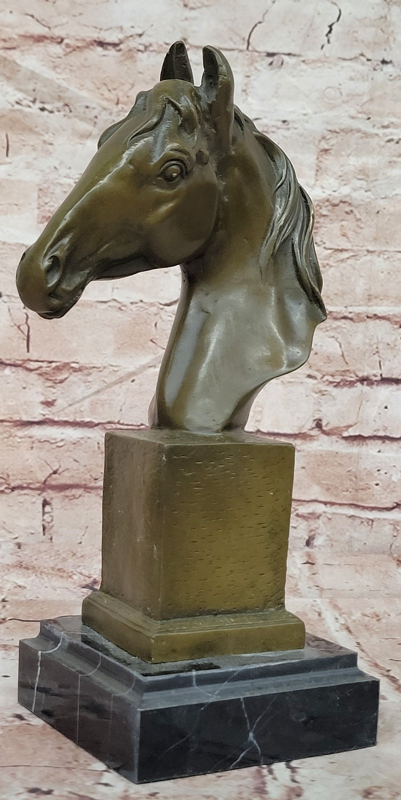 Signed Barye Bronze Equestrian Bust Thoroughbred Horse Head Statue Home Decor