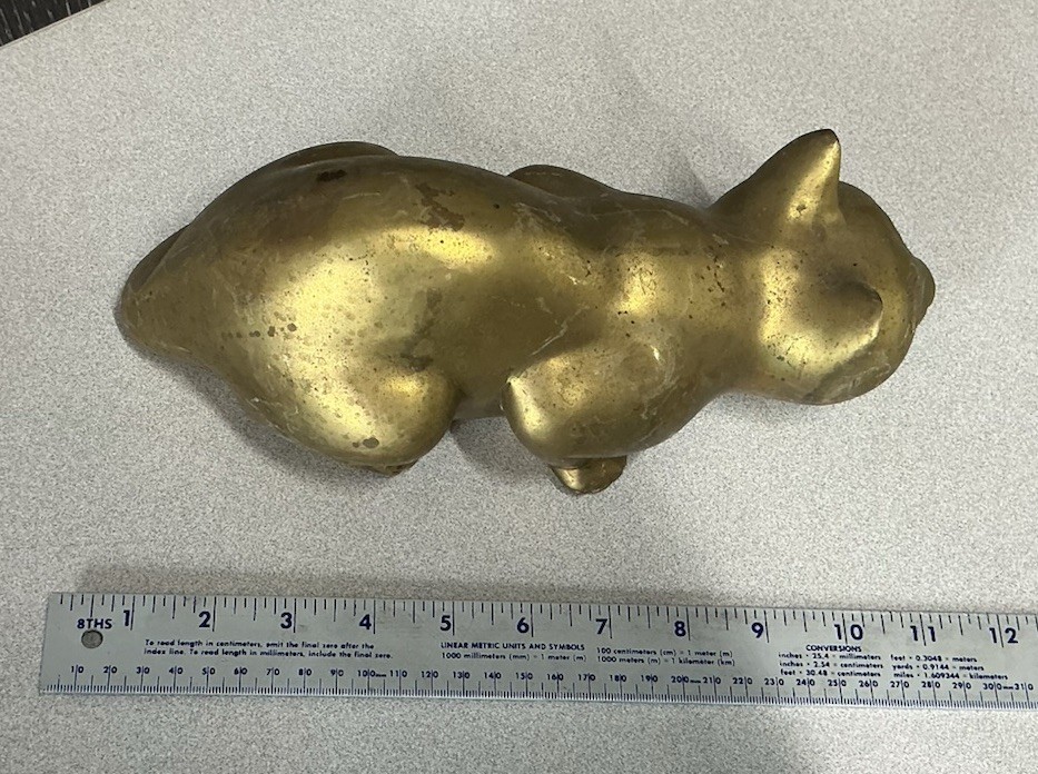 Vintage Mid-Century Brass Cat Figure Statue 11&Prime; India
