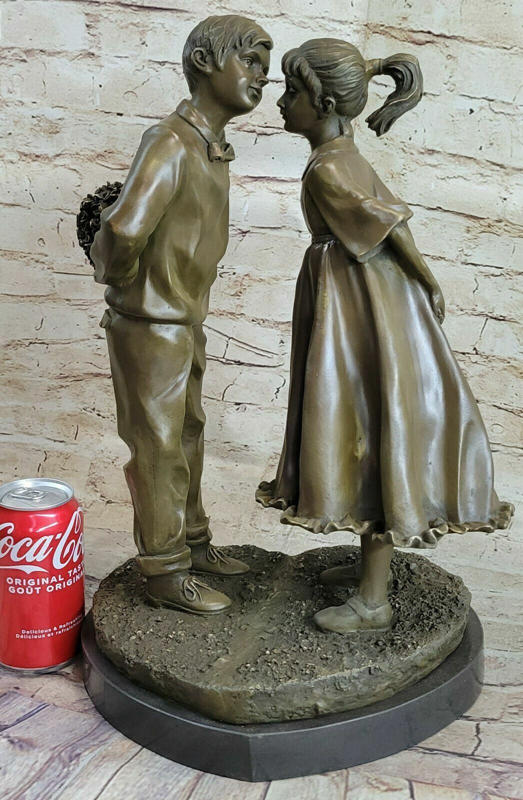 Garden Statue Bronze Sculpture Children Outdoor Water Garden Patio Art Decor NR