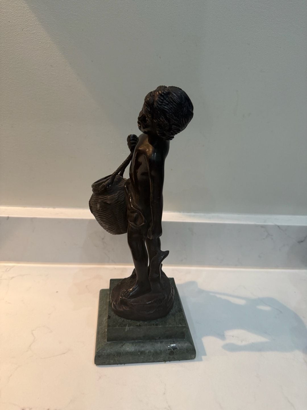 Pair of Antique Suzanne Bizard Style Bronze Figural Sculptures of Girls with Bas