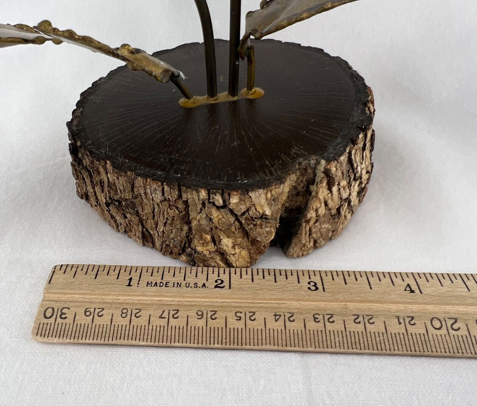 Vintage Flowers Snail Kinetic Sculpture Copper Ceramic Wood Winifred Cole 10&Prime;