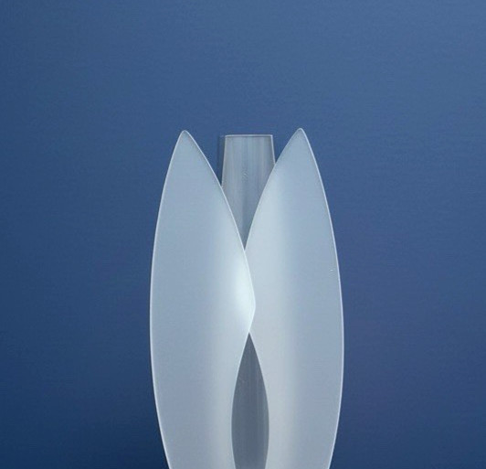 Retro Vintage Modernist Double Flames Sculpture Acid Glass Vase 12&Prime; Tall 2AA