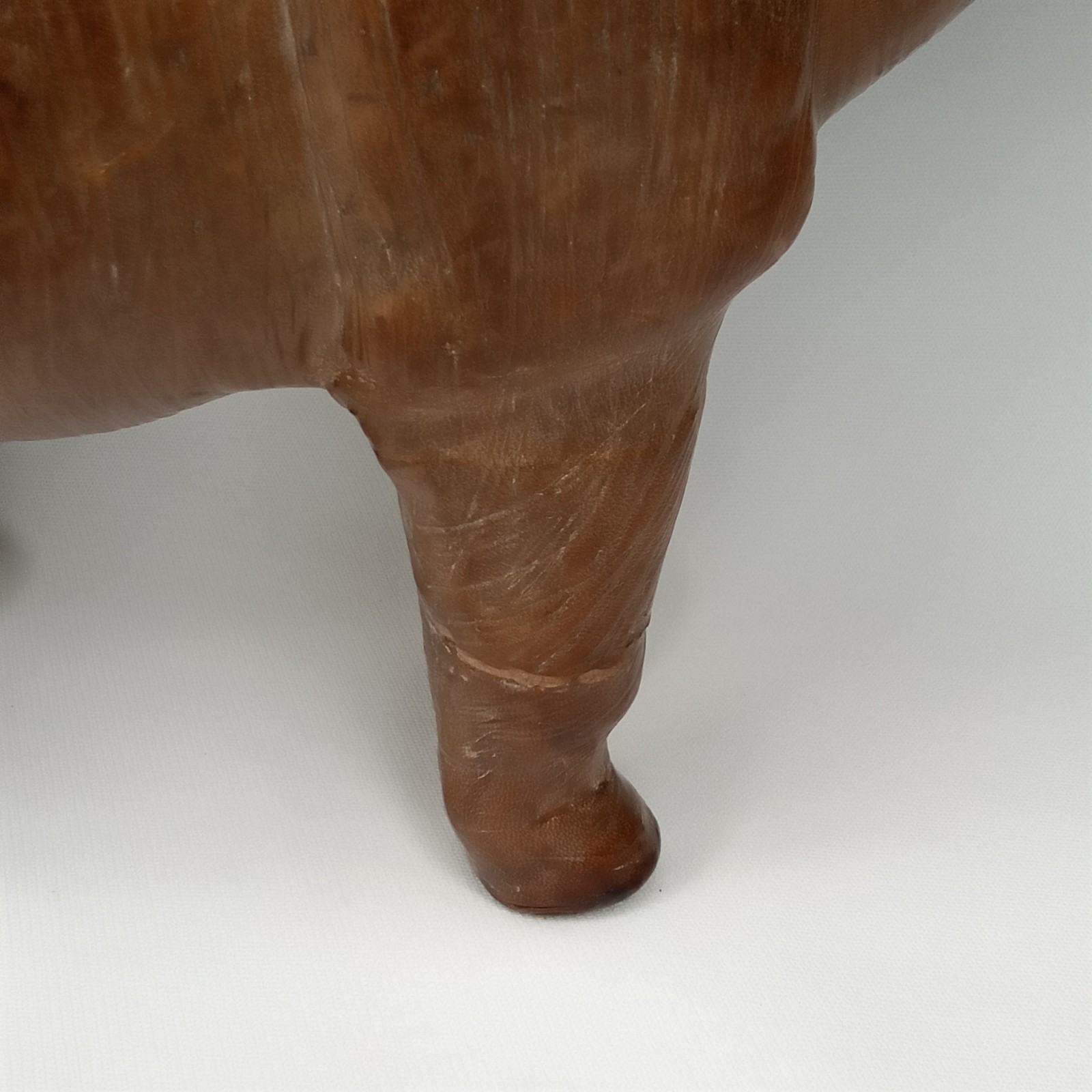 Mid Century 1960s Leather Clad Hippopotamus Artisanal Leatherwork New Arrival