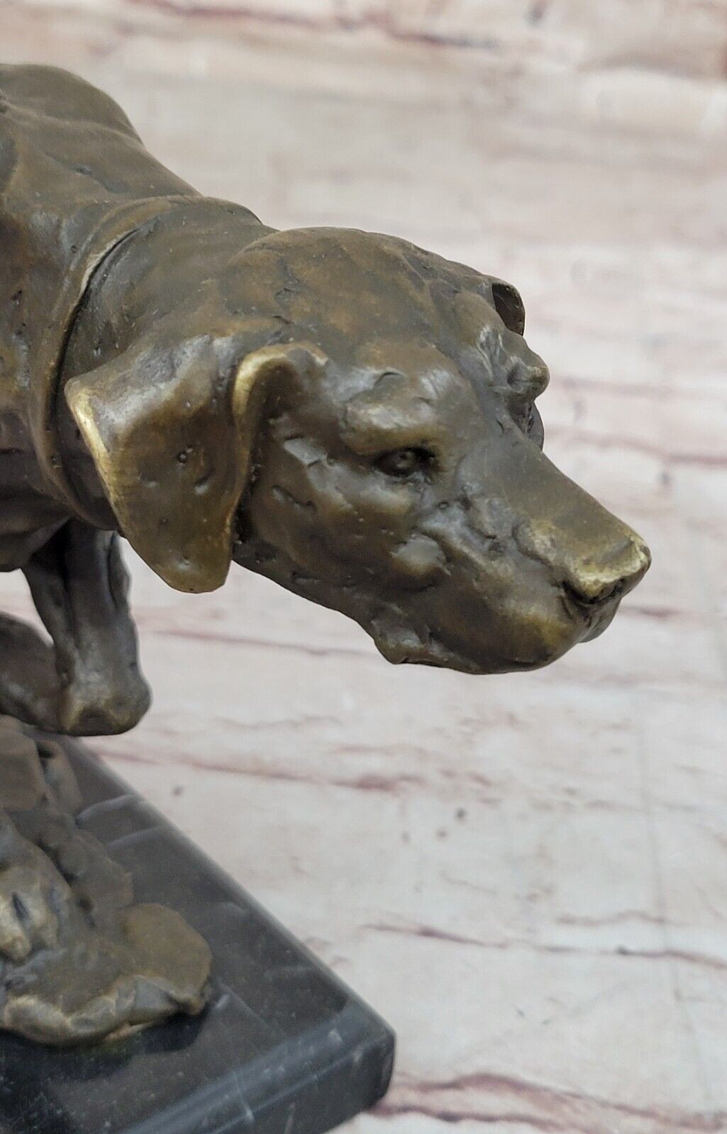 American Fox Hound Black Tan Virginia Dog Bookend Bronze Marble Base Art Figure