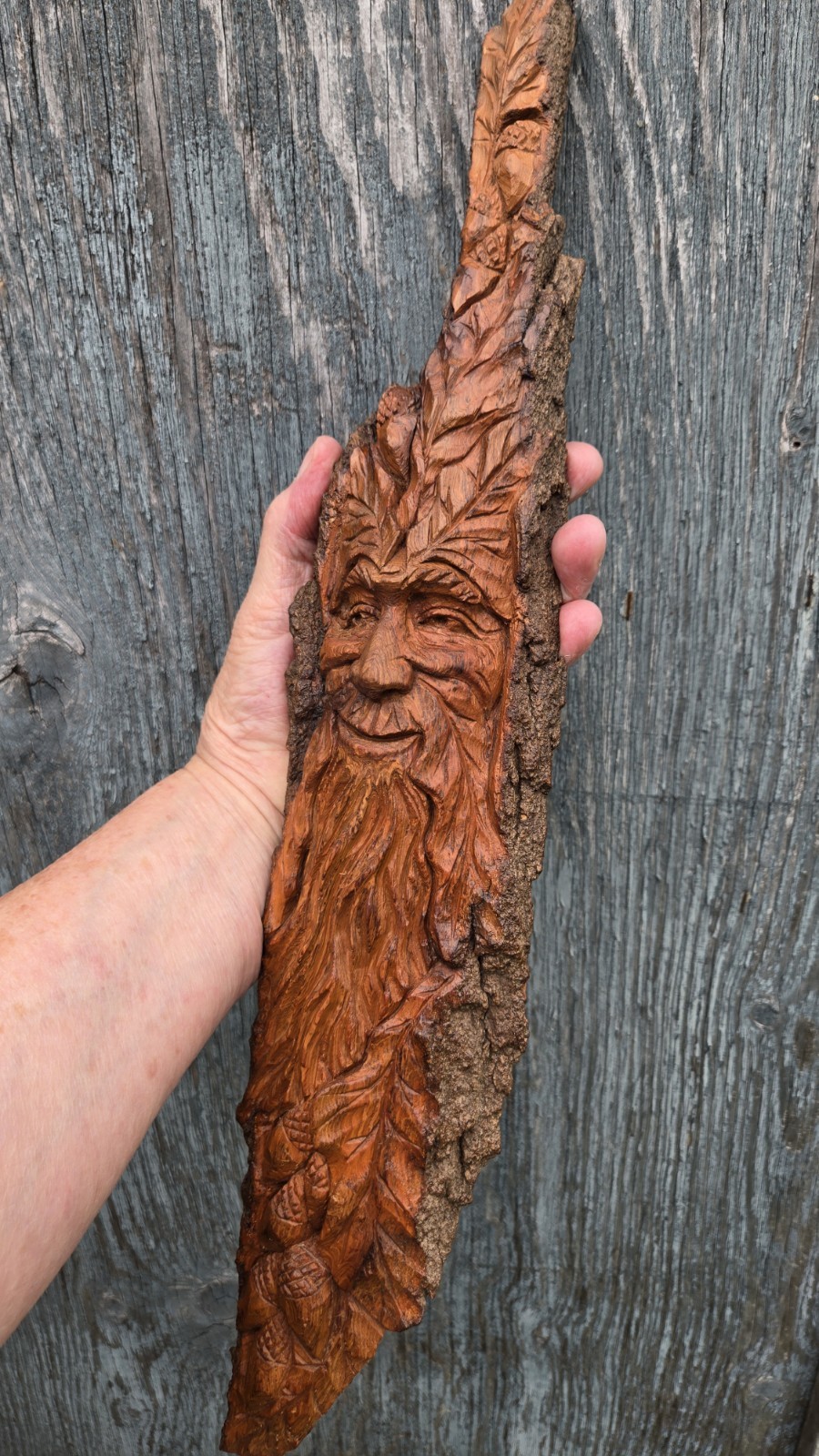 Wood Spirit Tree Spirit Greenman Wood Carving Sculpture Original One Of A Kind