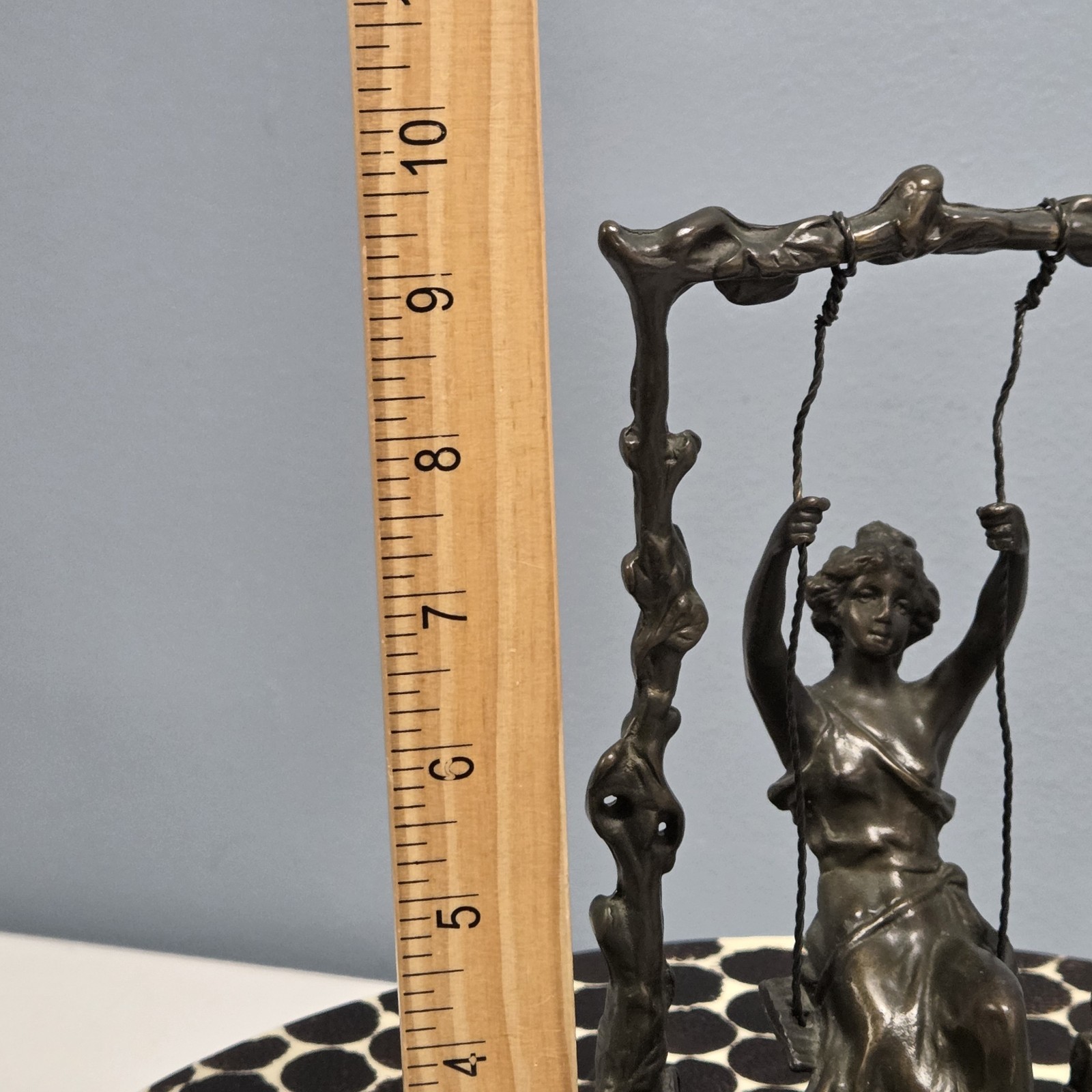 Vtg Art Nouveau Auguste Moreau Lady Girl On A Swing Bronze. Very Nice Casting!