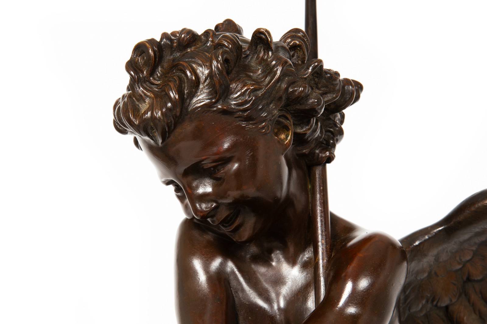 Italian Antique Bronze Sculpture « Genius of Franklin » by Giulio Monteverde