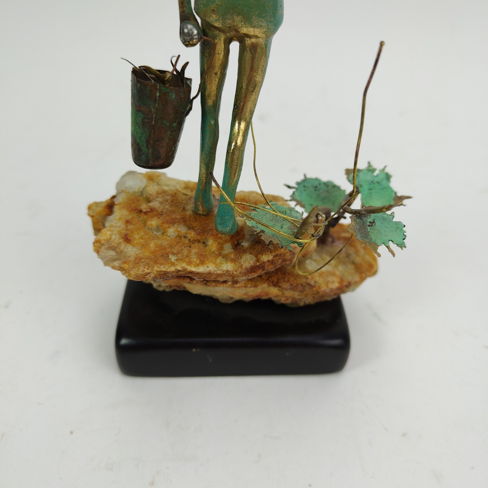 Malcolm Moran Bronze Sculpture Fishing Boy Figurine Signed MCM Art Vintage 1972