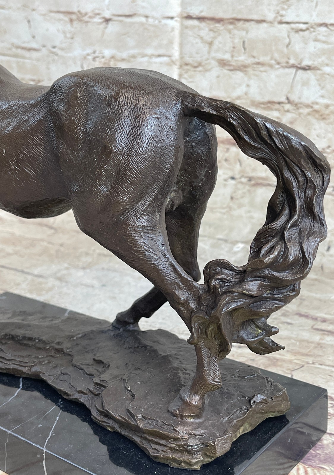 Trotting Horse Signed Original Bronze Sculpture Statue Marble Base Equestrian