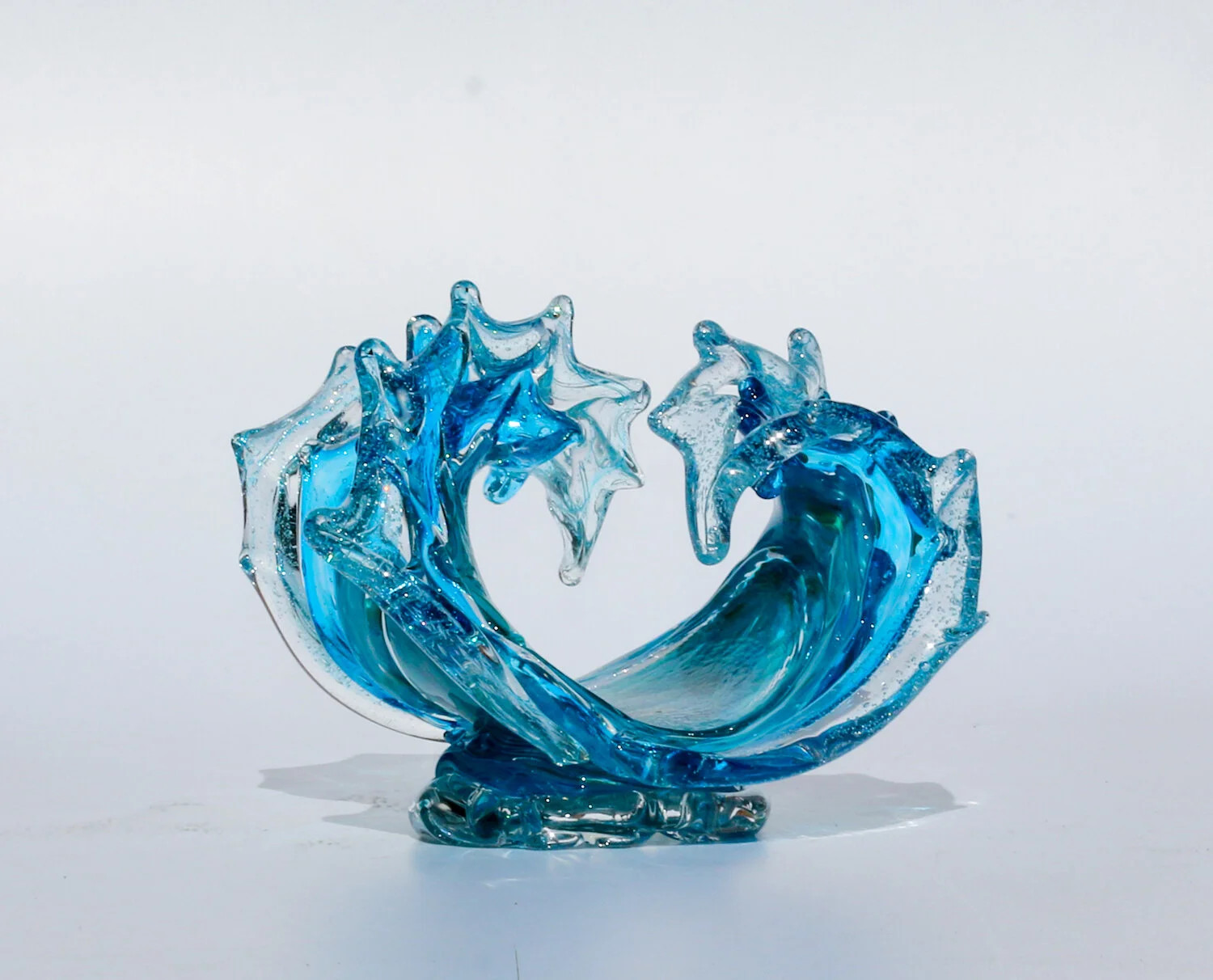 2018 David Wight Original Turquoise WATERDANCE Glass Art Sculpture