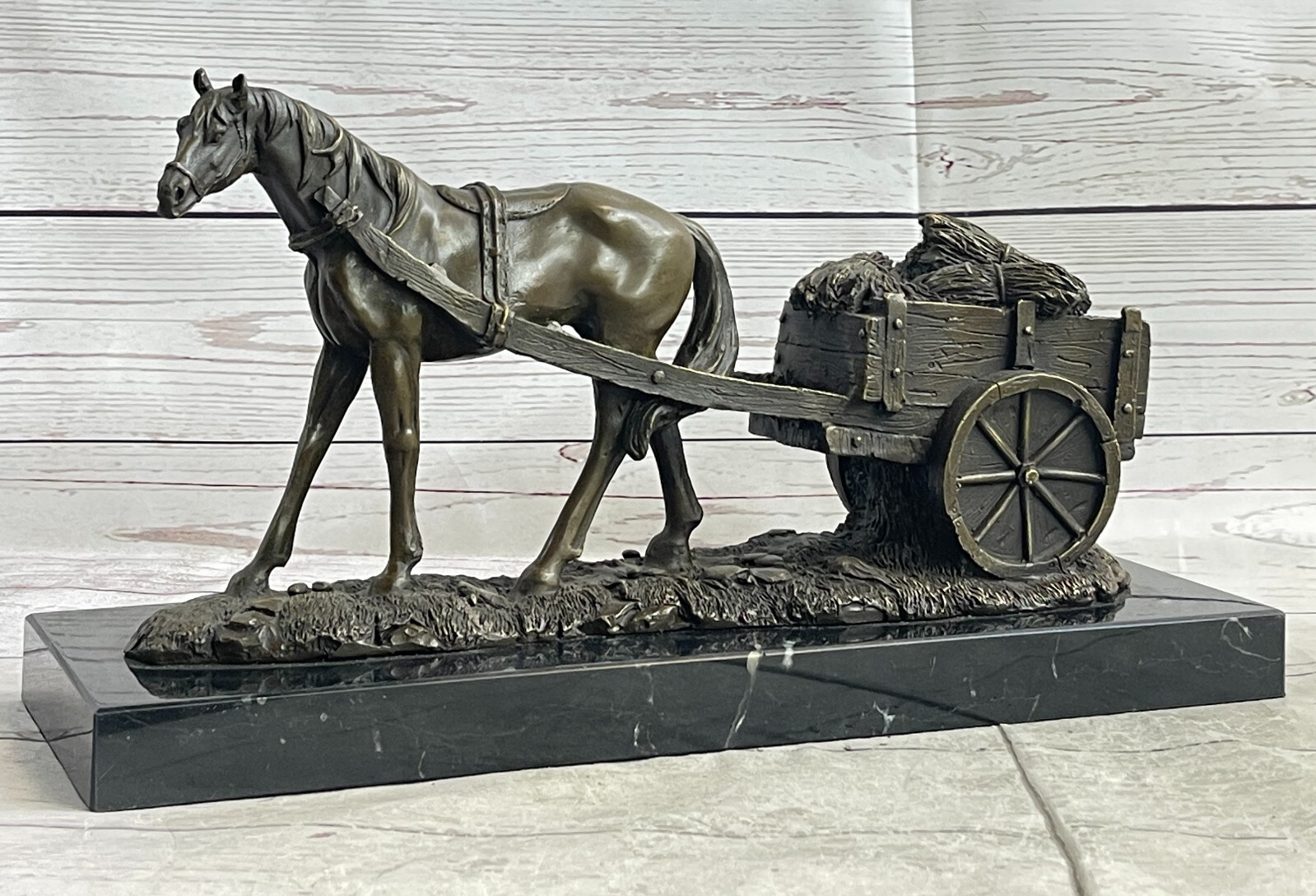 Pony Equestrian Sculpture Art Bronze Marble Statue Tang Draft Work Horse Statue