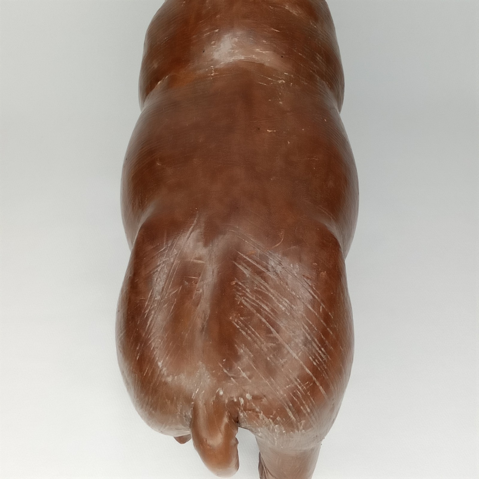 Mid Century 1960s Leather Clad Hippopotamus Artisanal Leatherwork New Arrival