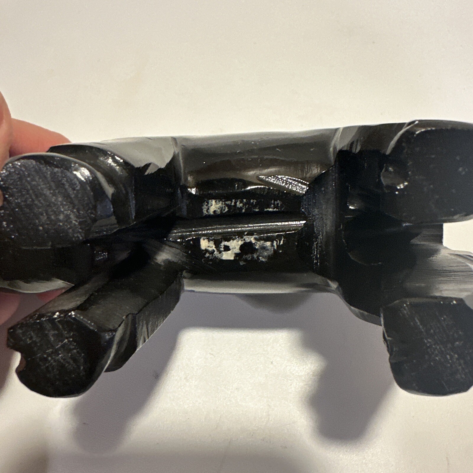 Carved Pig Black Stone Shiny Large