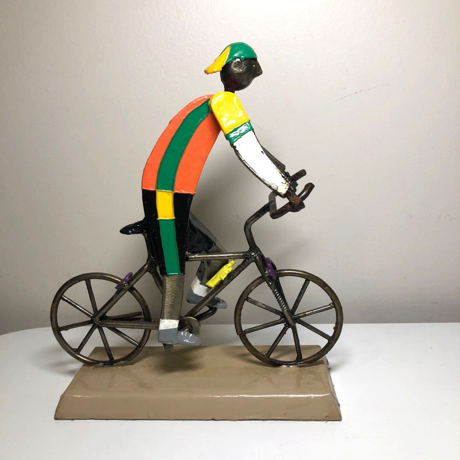 Vintage Manuel Felguérez Metal Art Sculpture Cyclist Bold Color 1960&rsquo;s Abstract