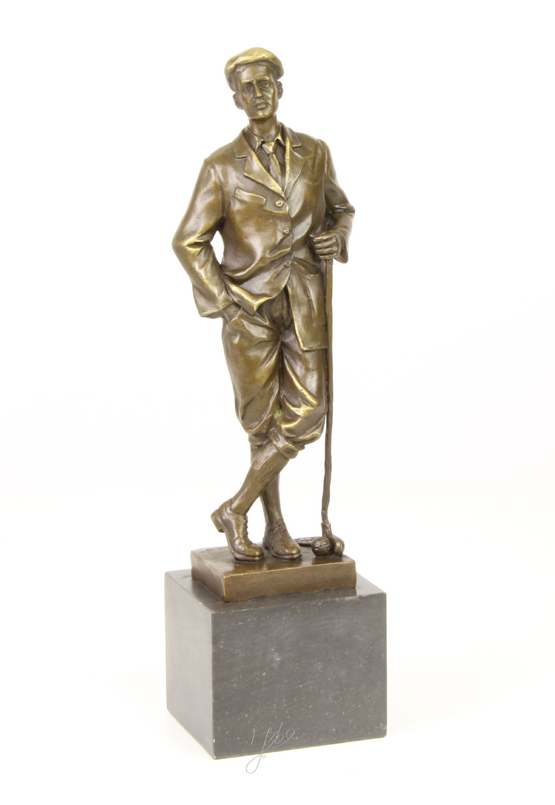 99937929-dds Bronze Sculpture Golfer Dandy Figure 12 5/8×3 1/8×3 7/8in
