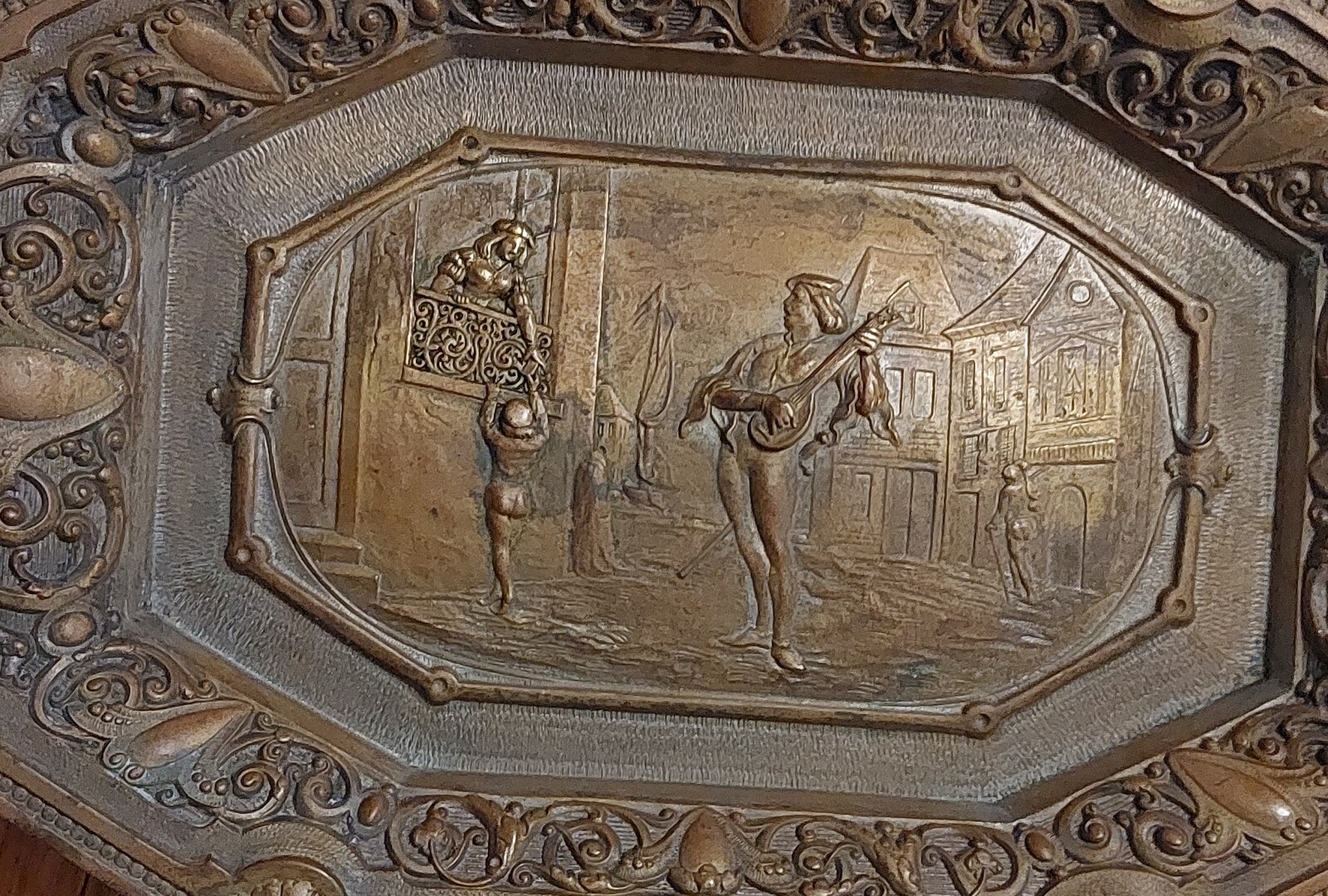 MARCEL DEBUT RARE TRAY (1865-1933) FRENCH BRONZE BARBEDIENNE SERENADE HALLMARK