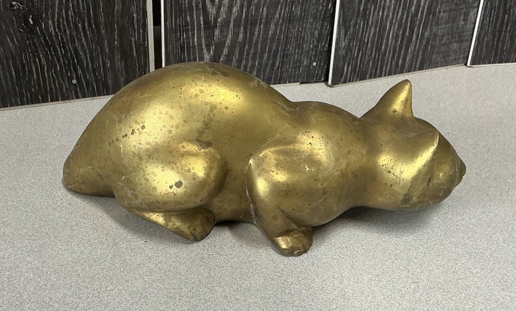 Vintage Mid-Century Brass Cat Figure Statue 11&Prime; India