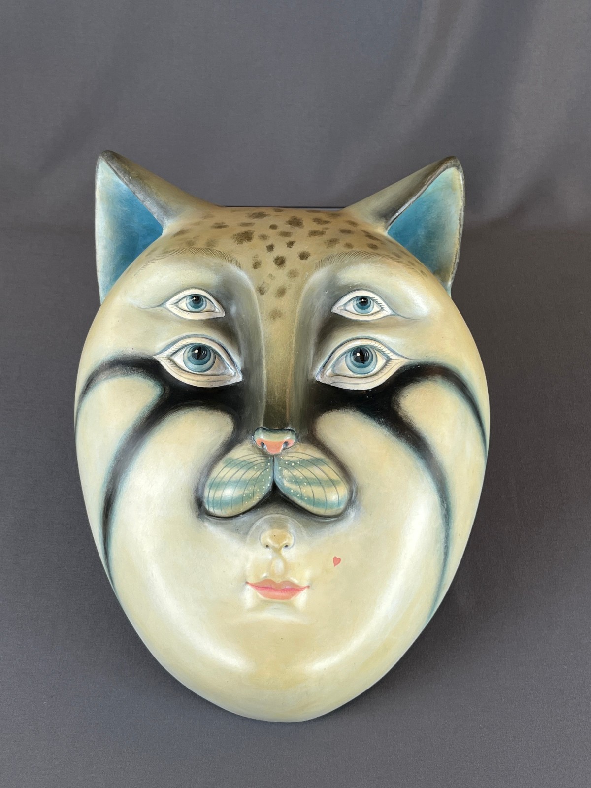 Sergio Bustamante Polychrome MASCARA DE GATO Cat Mask 12&Prime; Wall Sculpture 30/100