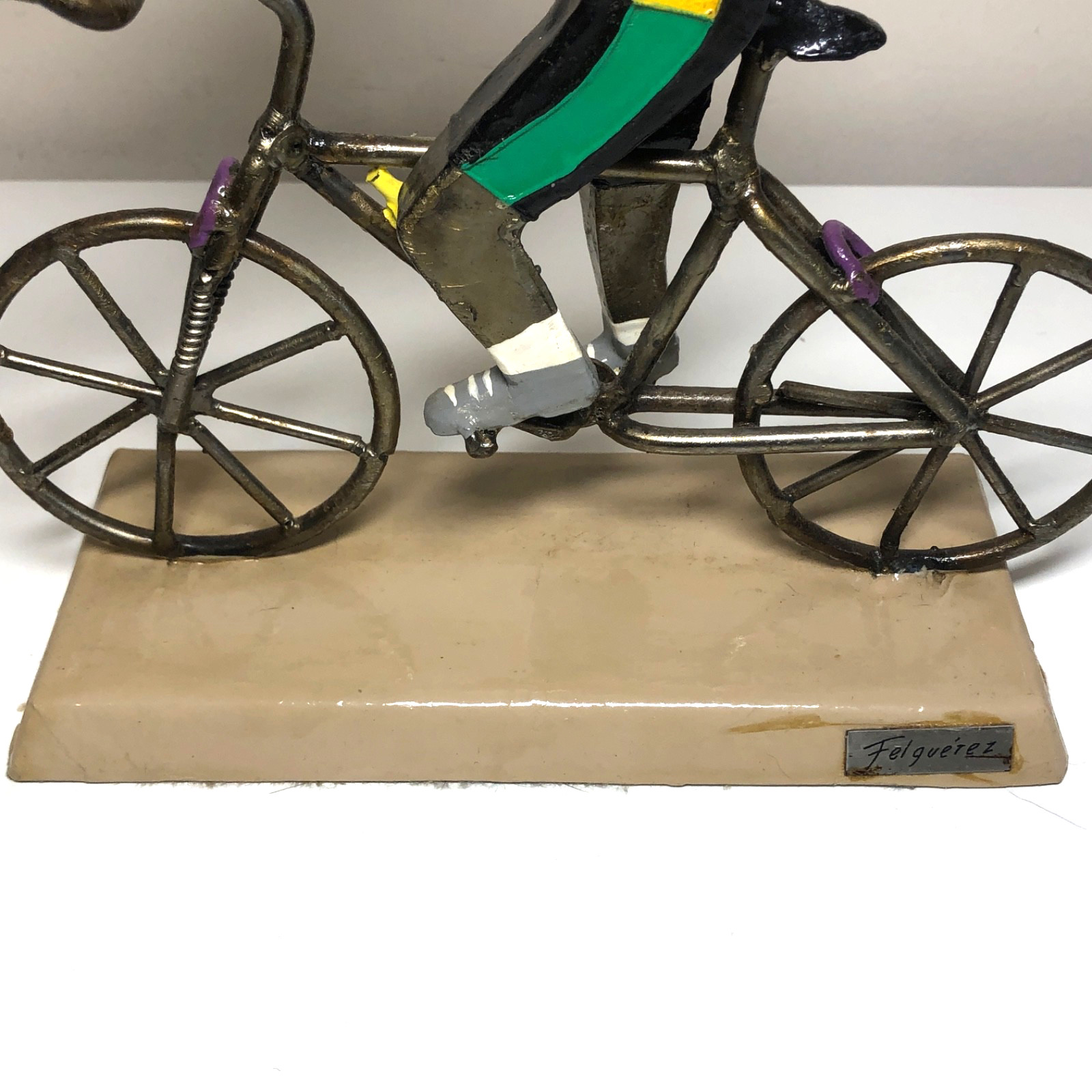 Vintage Manuel Felguérez Metal Art Sculpture Cyclist Bold Color 1960&rsquo;s Abstract