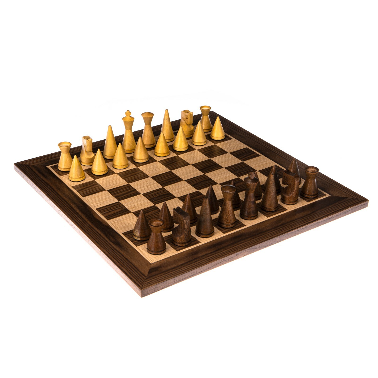 Manopoulos Chess Set Walnut Wood Oak Board Modern Style Handmade 16×16 inches