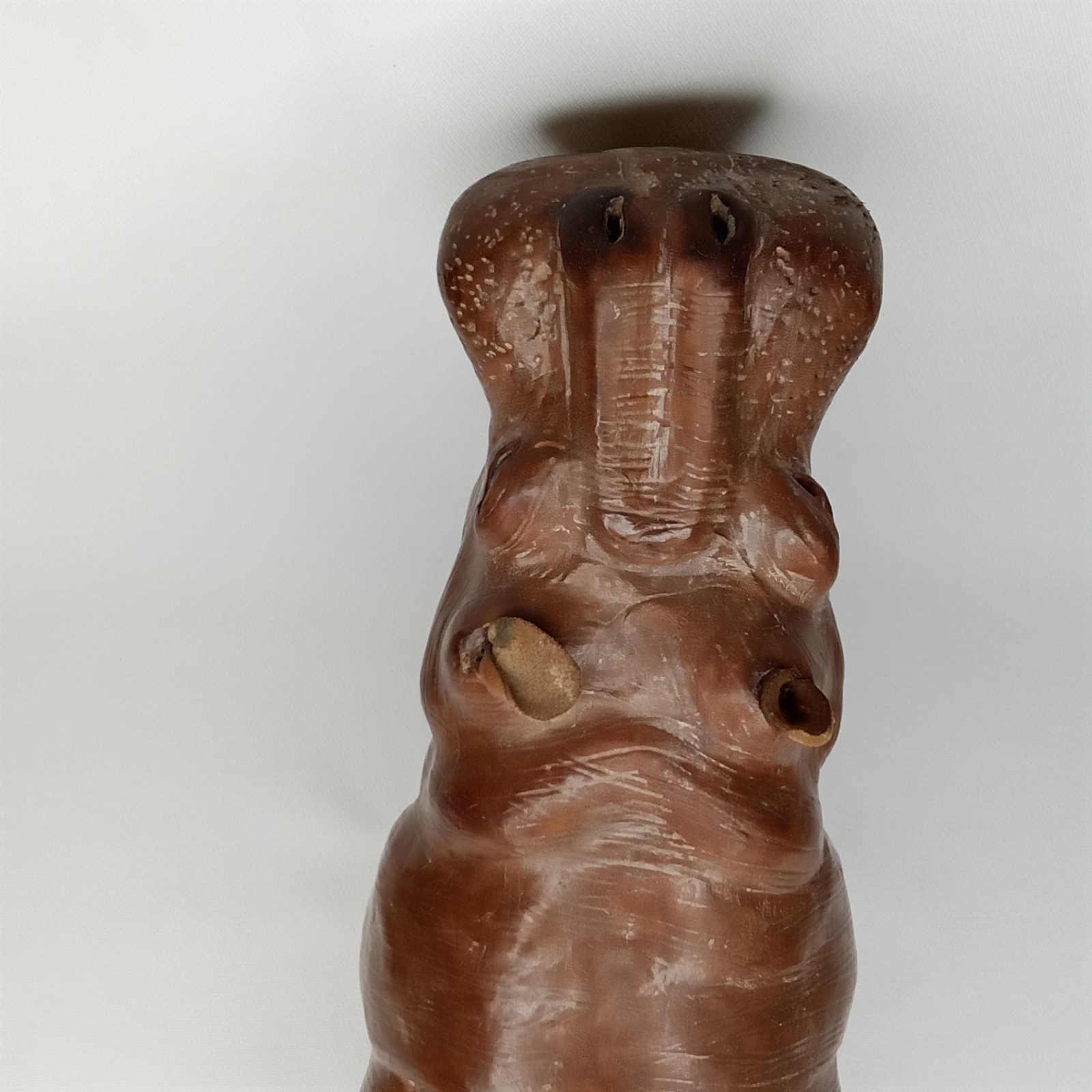 Mid Century 1960s Leather Clad Hippopotamus Artisanal Leatherwork New Arrival