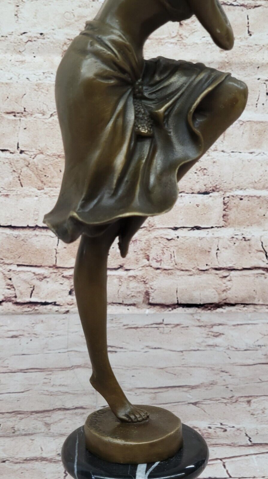 Signed Patina Tall Chiparus Lady FLAPPER 1920 1930 Bronze Sculpture Marble Base