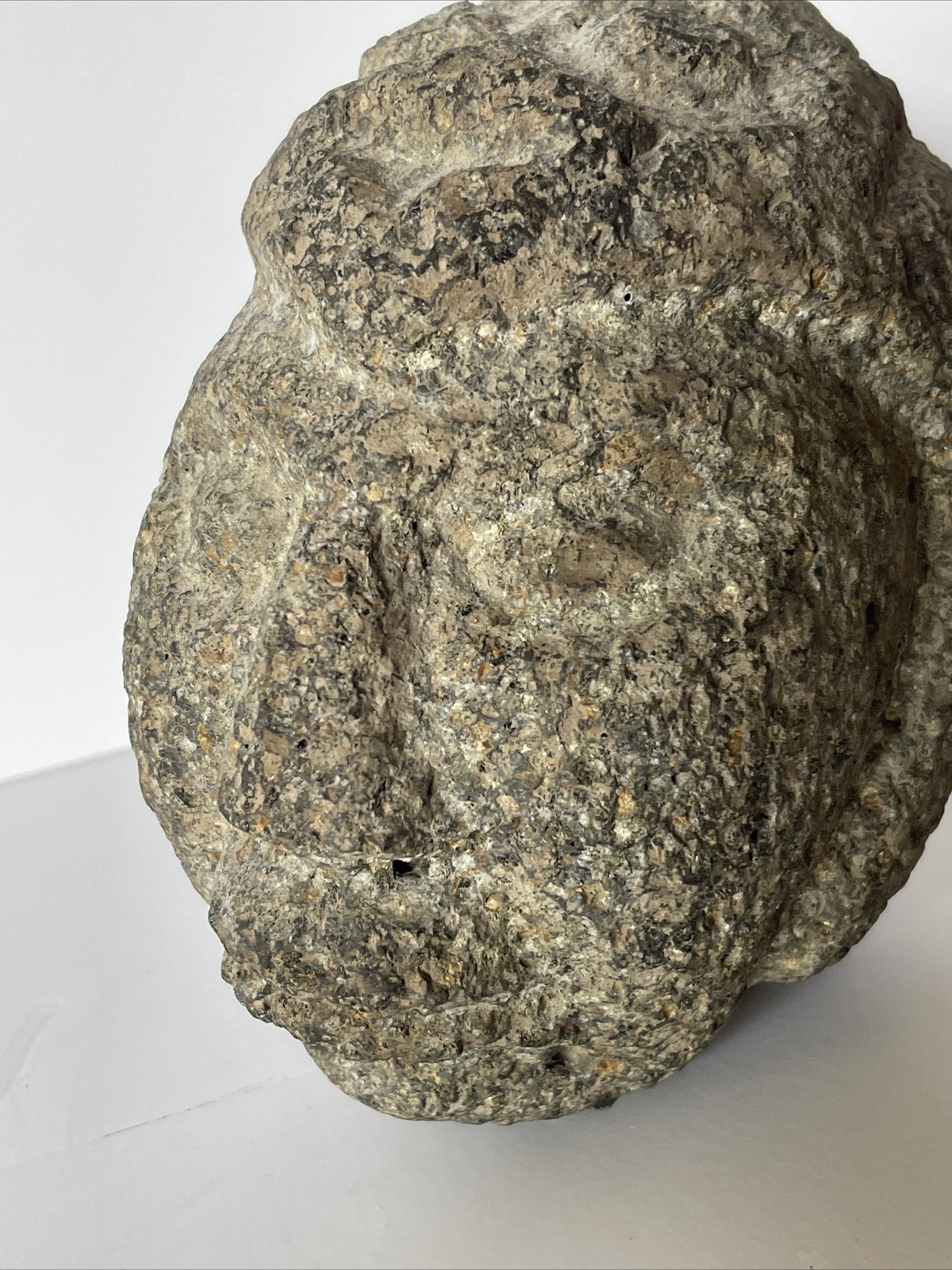 Antique Olmec Sculpture Stone Icon Volcanic 900BC To 300AD Pre-Colombian Helmet