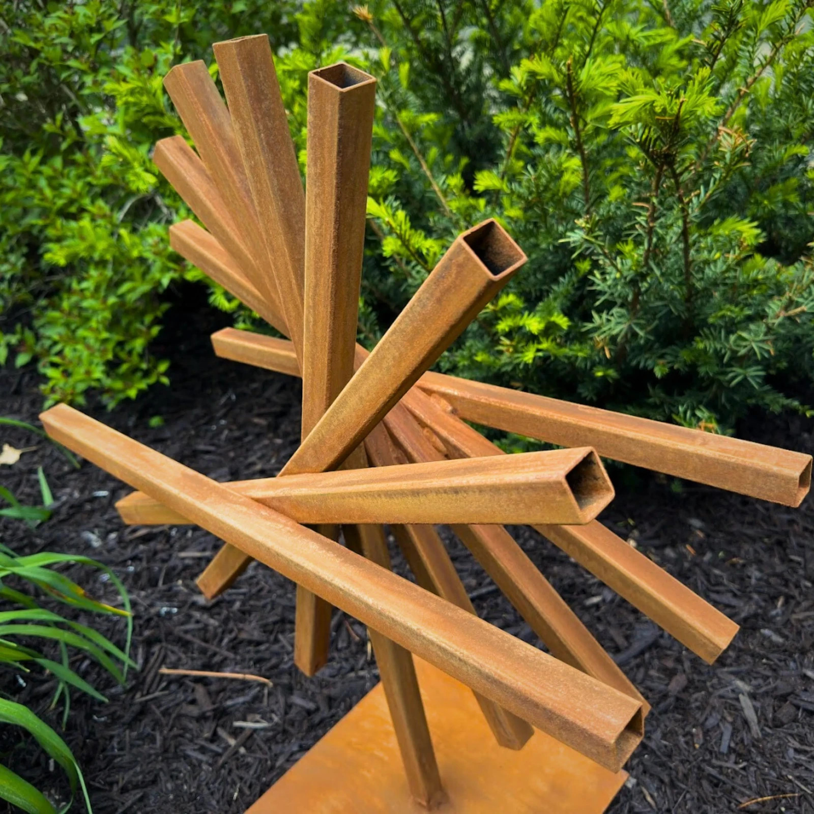 Handcrafted Modern Industrial Metal Sculpture – Abstract Outdoor Garden Art