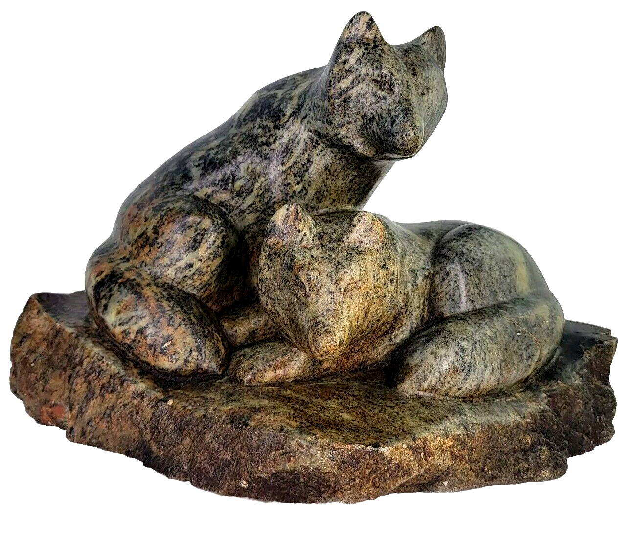 Mary Annis Inuit Eskimo Stone Carving Statue Wolf Wolves Fox Anchorage Alaska