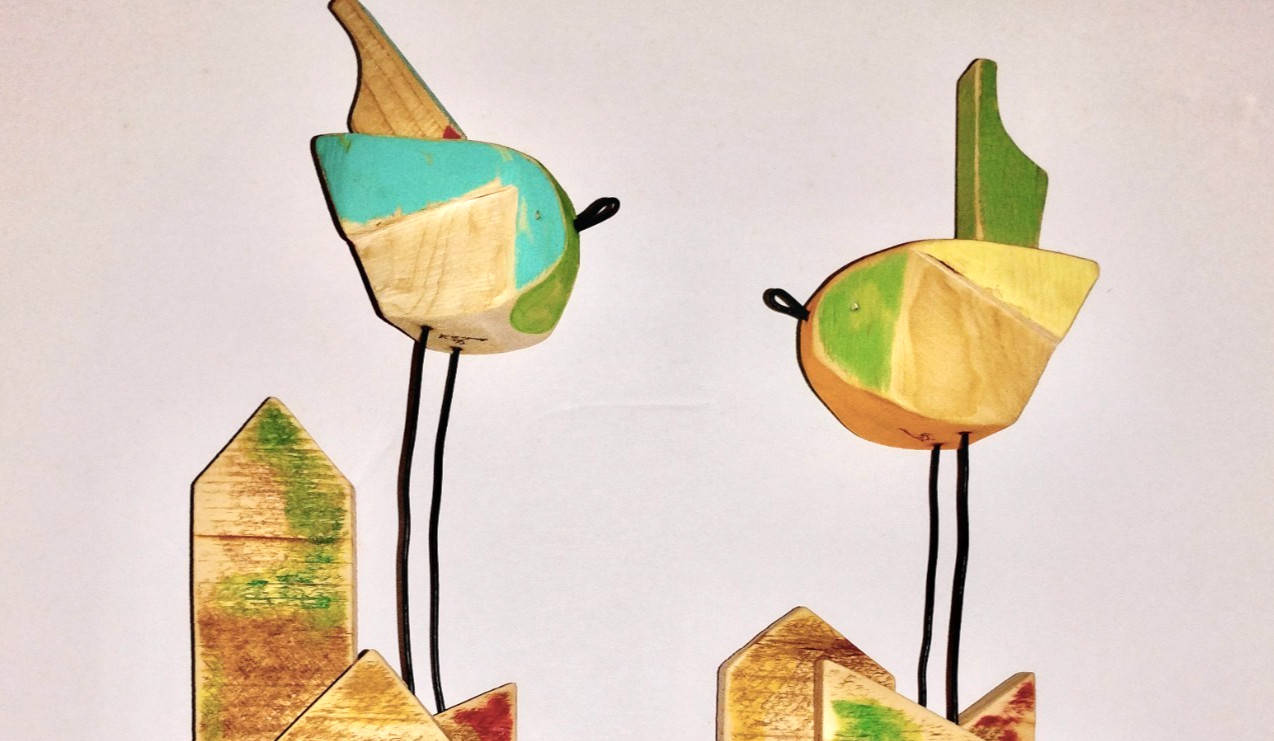 Primitive Art Bird Sculptures, Outsider Art, Folk Art, one of a kind pieces!