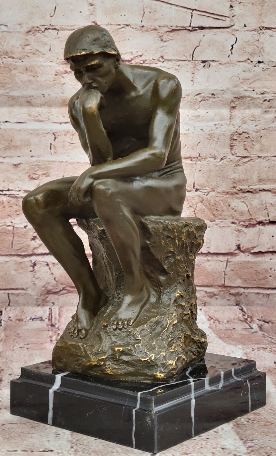 Rodin`s The Thinker Genuine Bronze Sculpture Statue Collectible Figurine