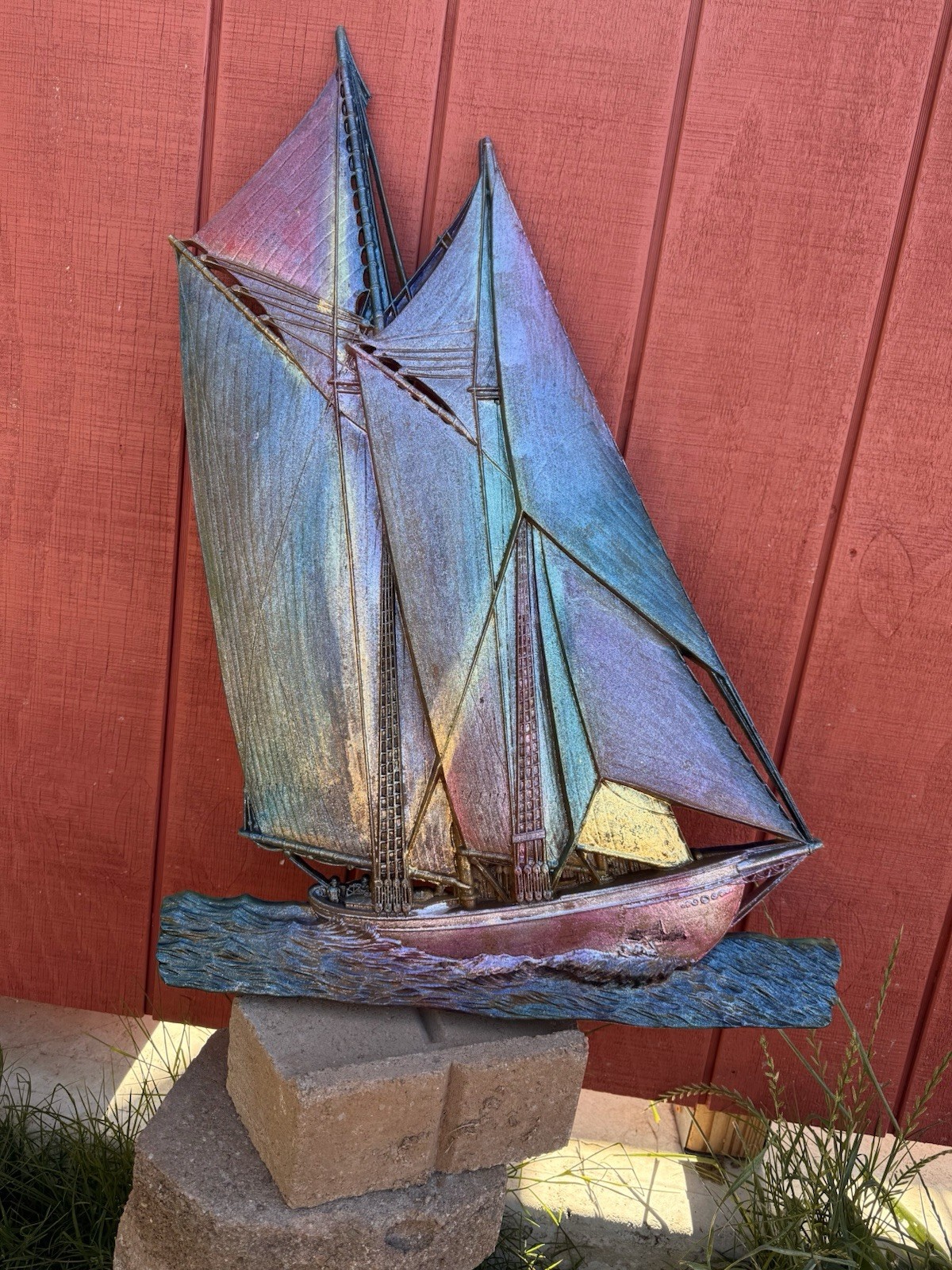 Resin Glazed Sailboat with high quality metallic Glitter paint