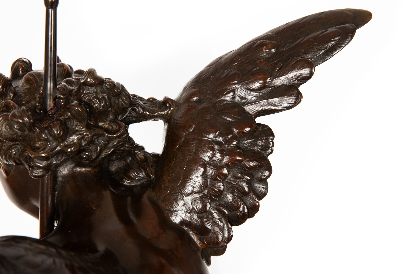 Italian Antique Bronze Sculpture « Genius of Franklin » by Giulio Monteverde
