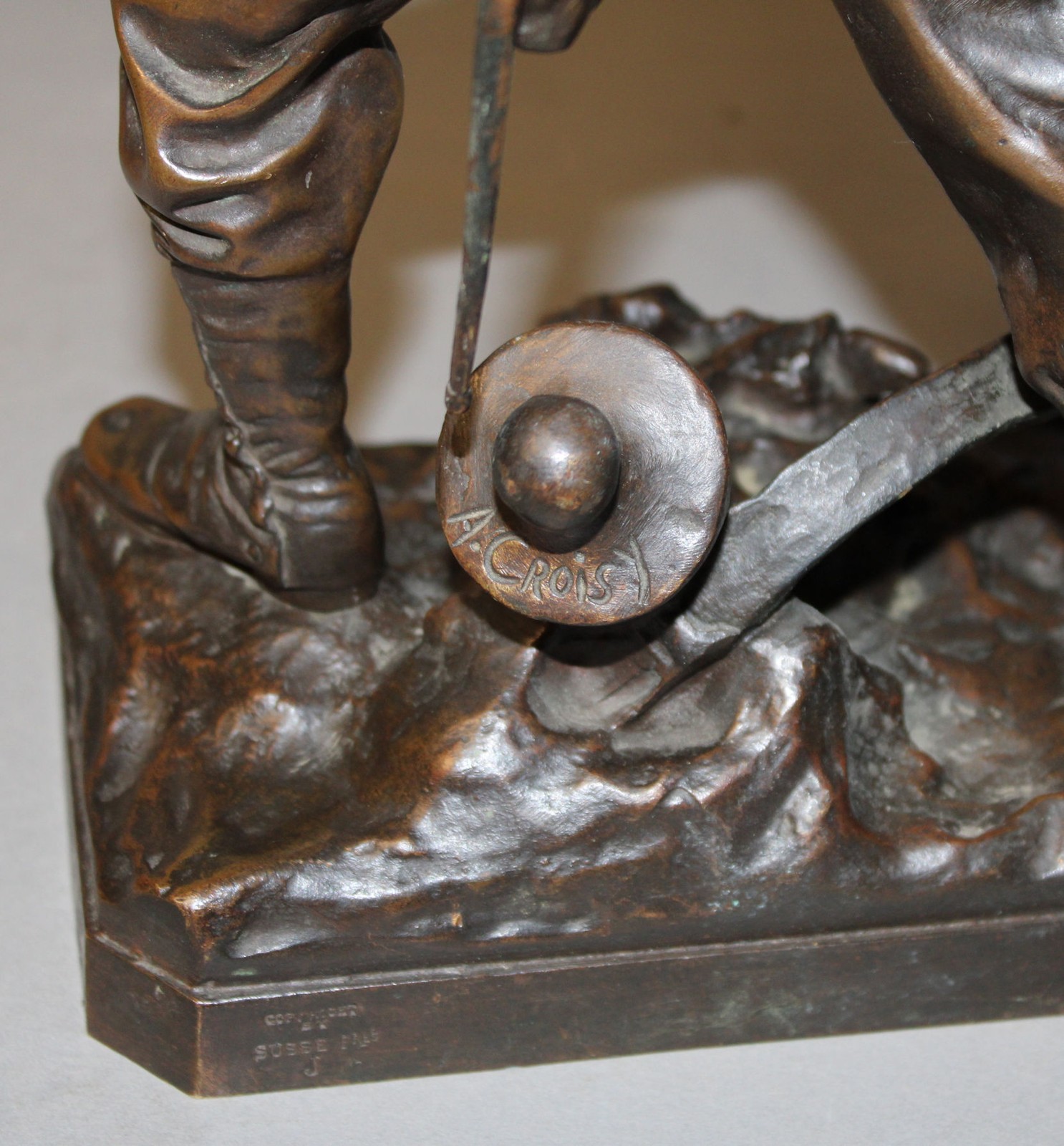 Antique Bronze Sculpture Sailor with Rifle in Hands – Artist A. Croisy 1840-1899
