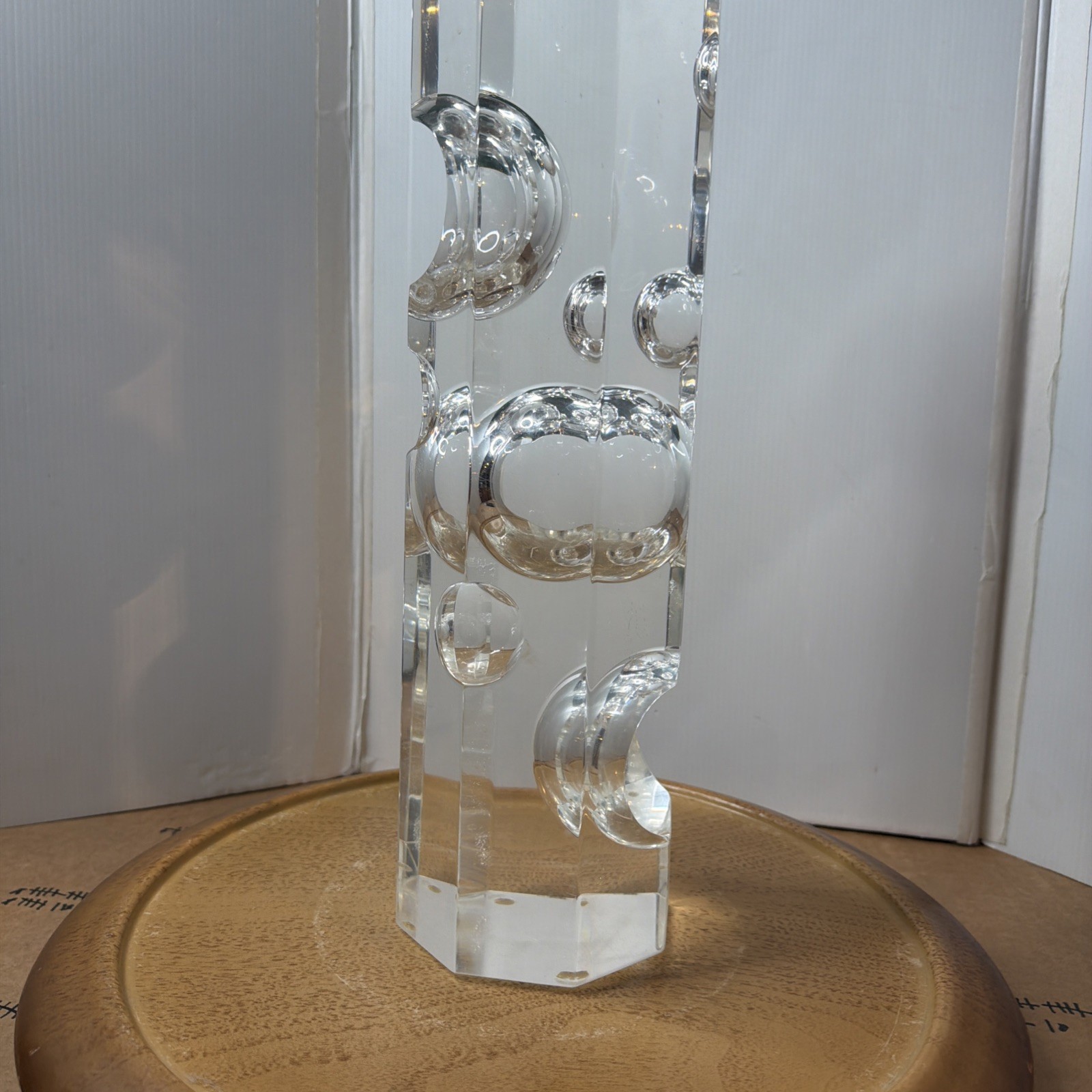 Vintage Mid Century Modern Lucite Bubble Sculpture 8-Sided Geometric Art