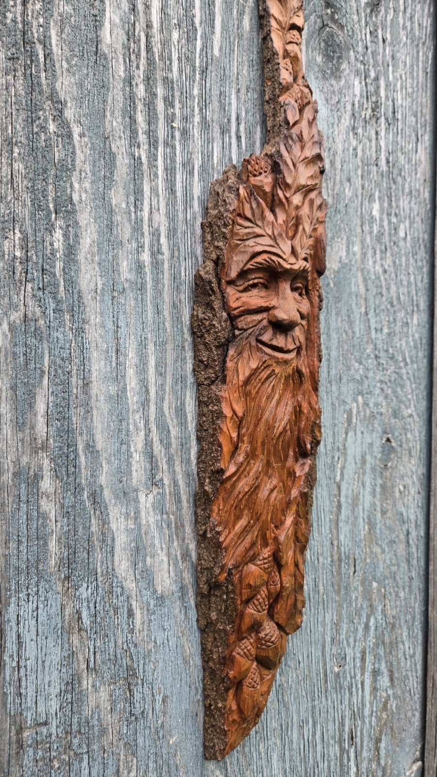 Wood Spirit Tree Spirit Greenman Wood Carving Sculpture Original One Of A Kind