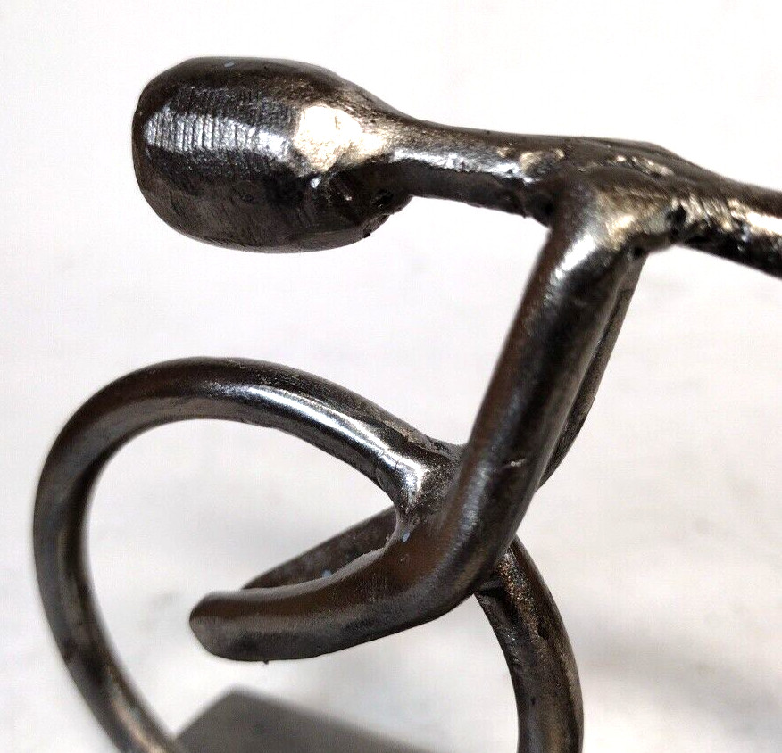 Handcrafted Cyclist Welded Steel Sculpture Modern Art « One With » Artist Signed
