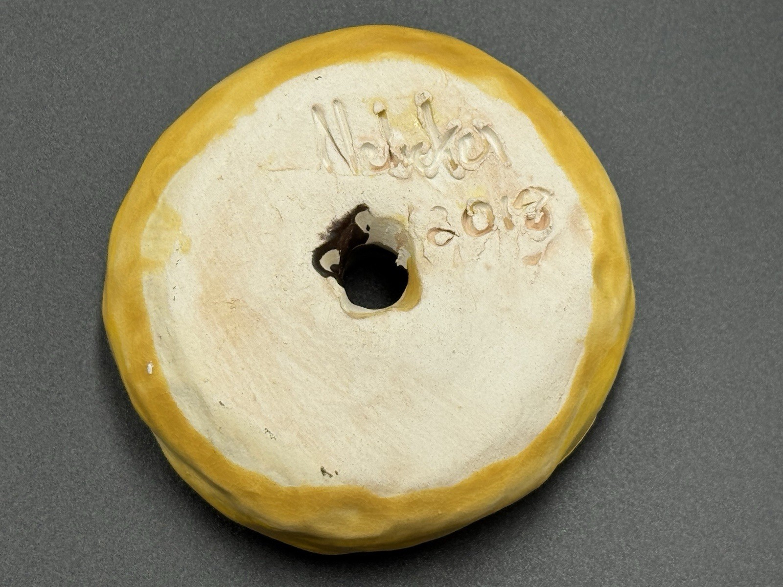 Jeff Nebeker Ceramic Chocolate Glazed Donut Sculpture 2018 Signed