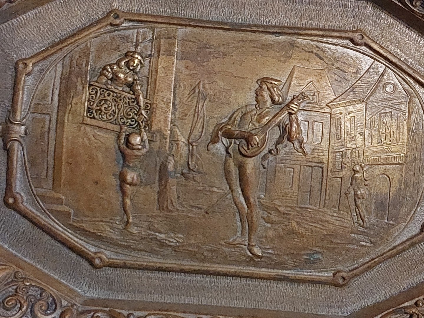 MARCEL DEBUT RARE TRAY (1865-1933) FRENCH BRONZE BARBEDIENNE SERENADE HALLMARK