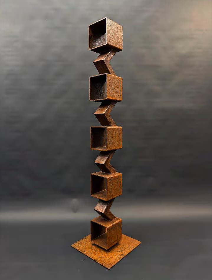 Handcrafted Large Modern Metal Garden Sculpture Rusted Steel Indoor Outdoor Art