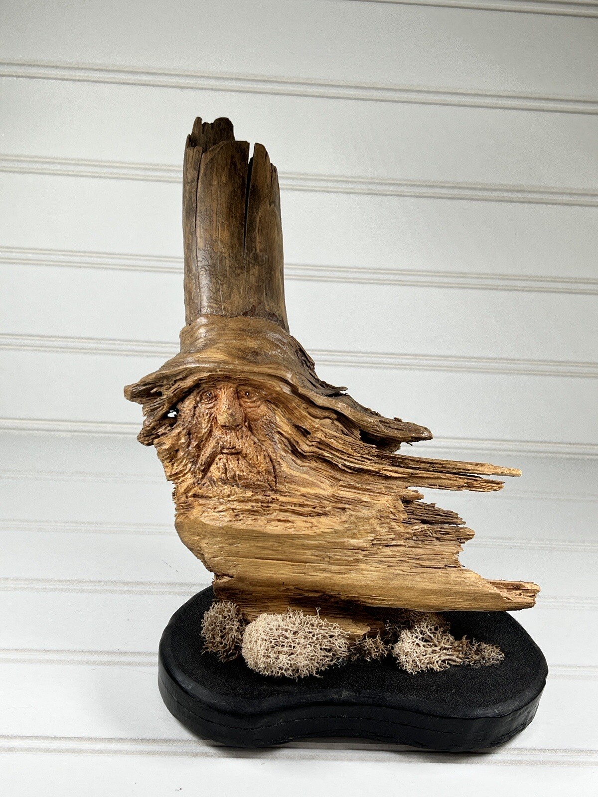 Driftwood Art Spirit Hand Carved Unique Face Home Decor Signed G OLSON 2018