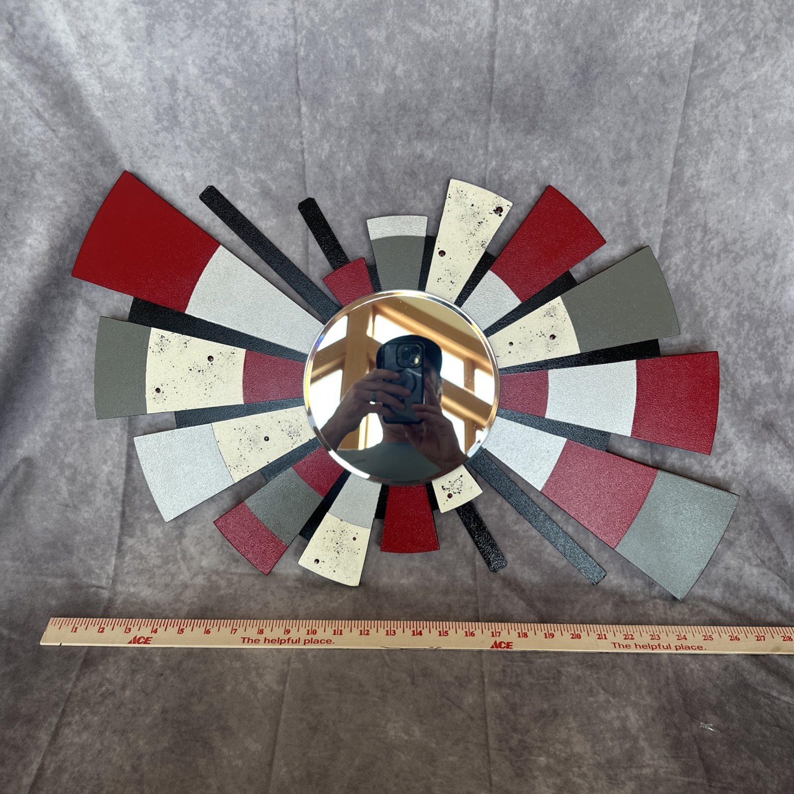 Contemporary Abstract Mirror, Modern Geometric Wall Sculpture Mirror, 27×18