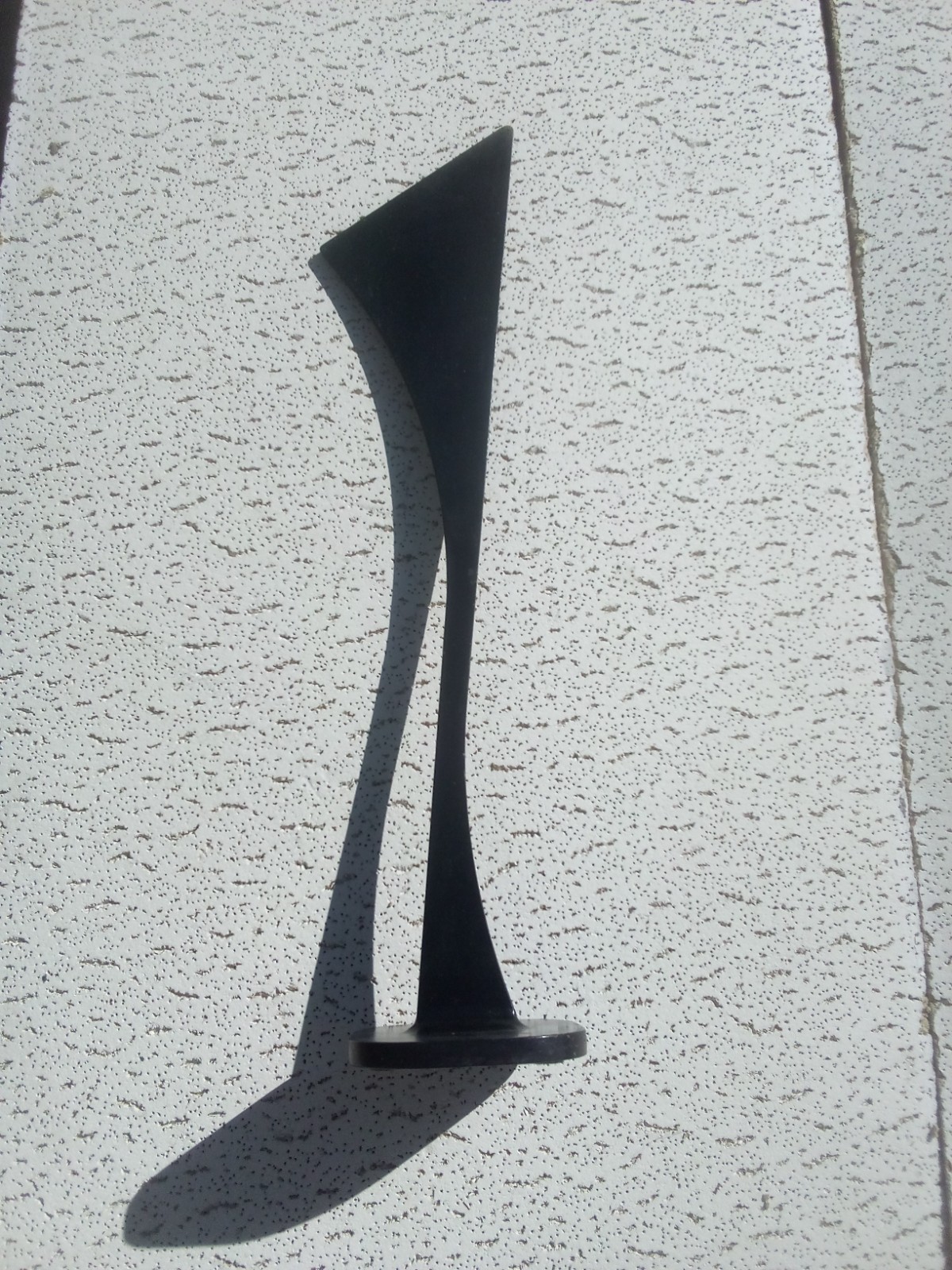 Modern Abstract Metal Art Sculpture 24 1/4&Prime; STRENGTH Symbol W/ Base Gloss Black