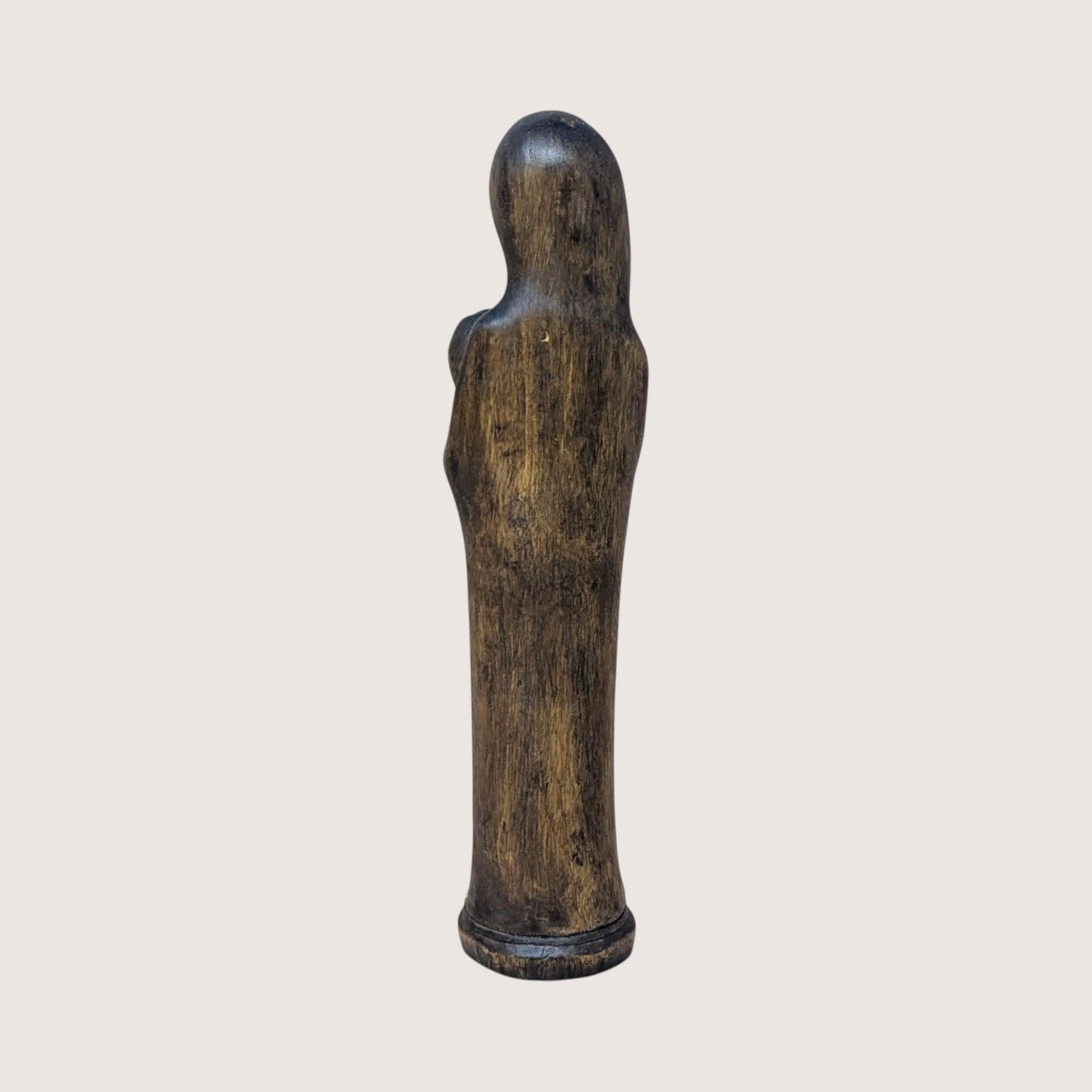 1960s Hand Carved Wood Madonna and Child Figurine