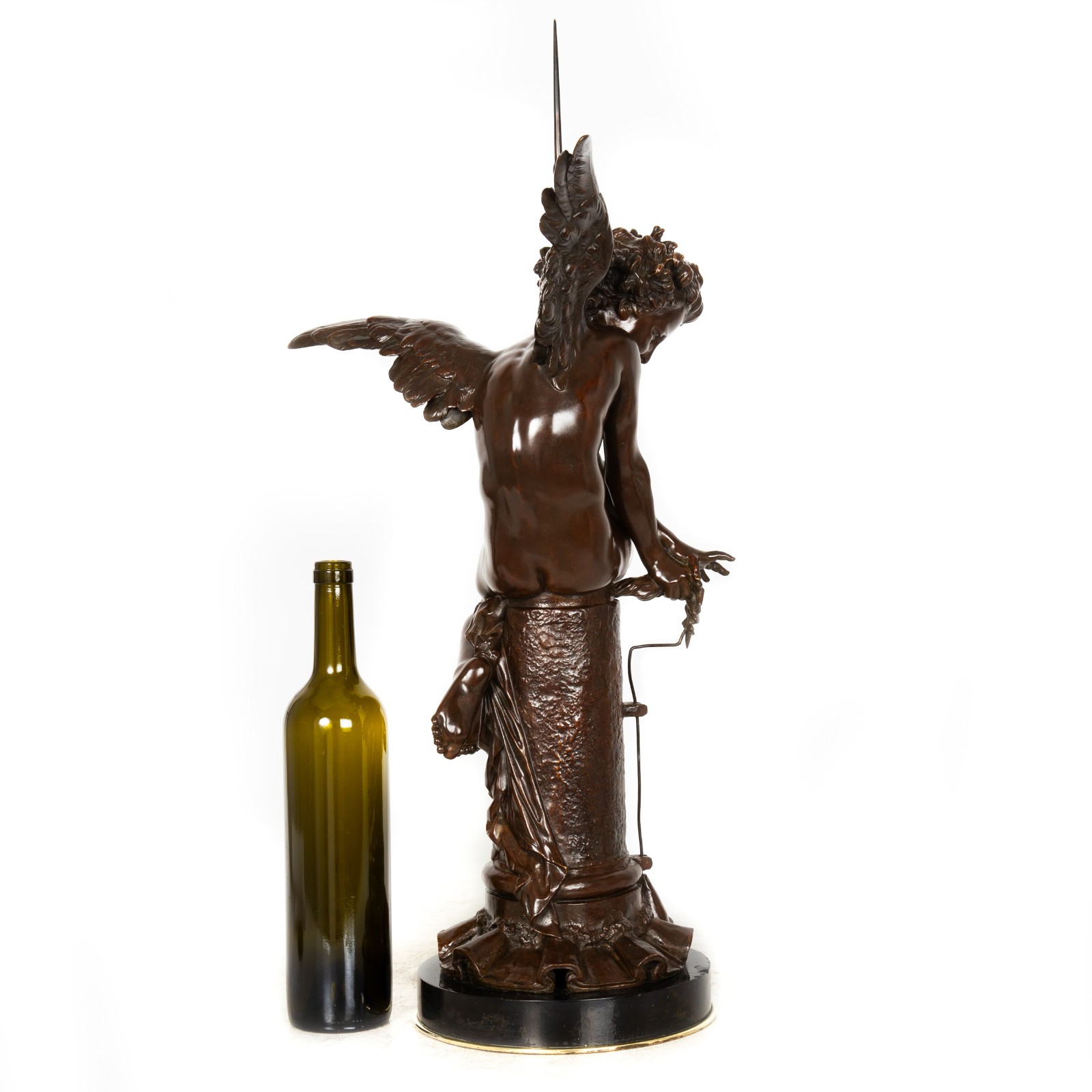 Italian Antique Bronze Sculpture « Genius of Franklin » by Giulio Monteverde