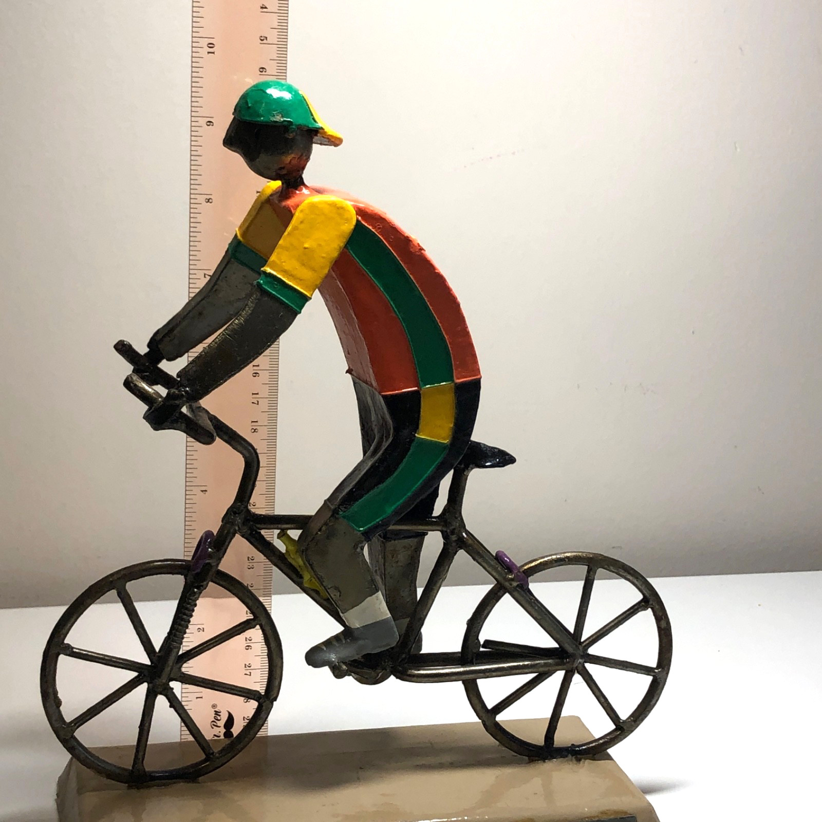 Vintage Manuel Felguérez Metal Art Sculpture Cyclist Bold Color 1960&rsquo;s Abstract