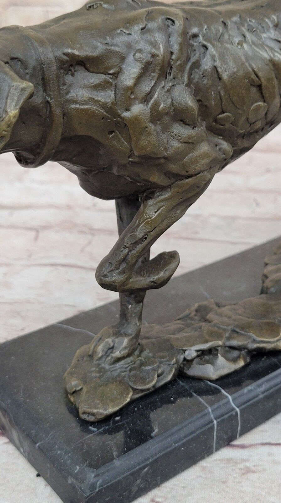 American Fox Hound Black Tan Virginia Dog Bookend Bronze Marble Base Art Figure