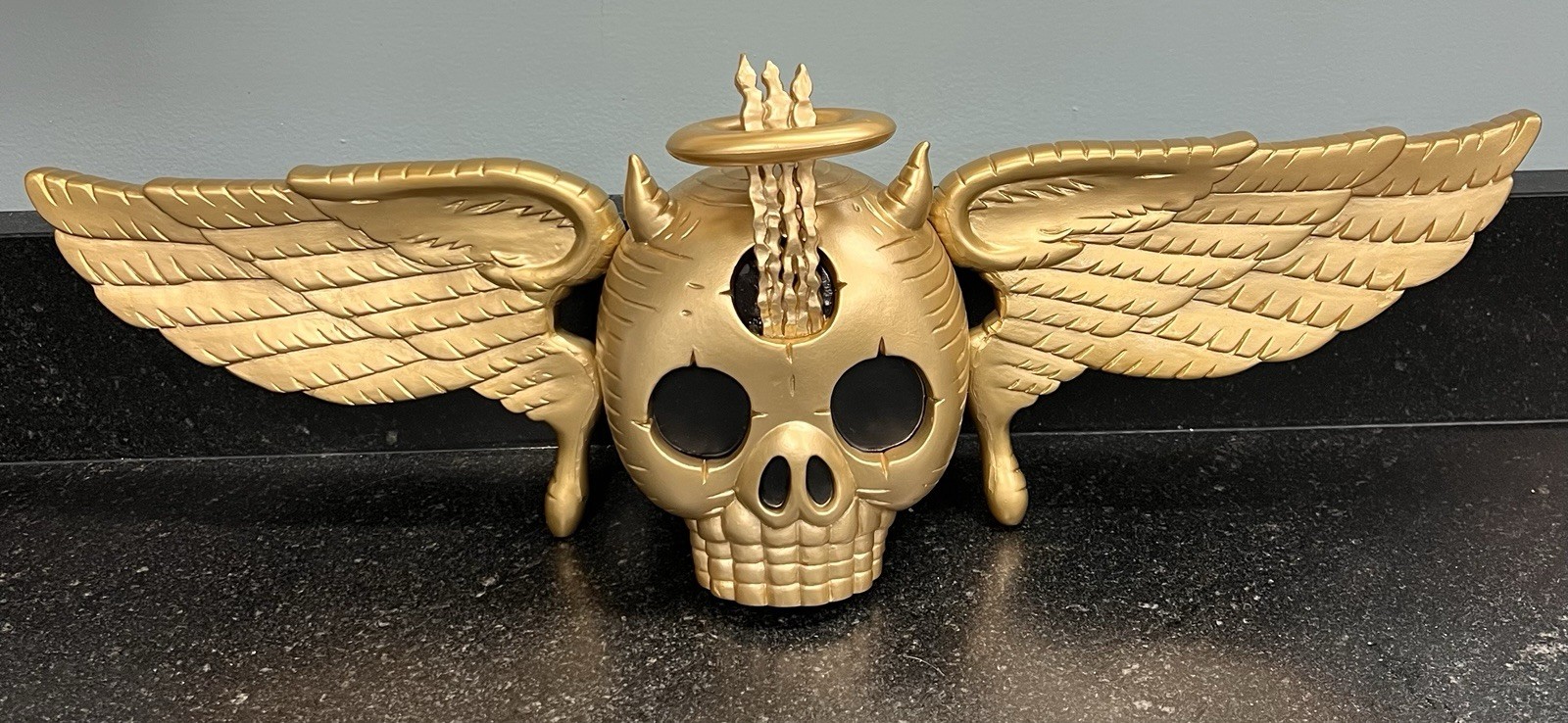 Skully – 2016 David Welker GOLD Statue 22” Vinyl Sculpture Limited Edition