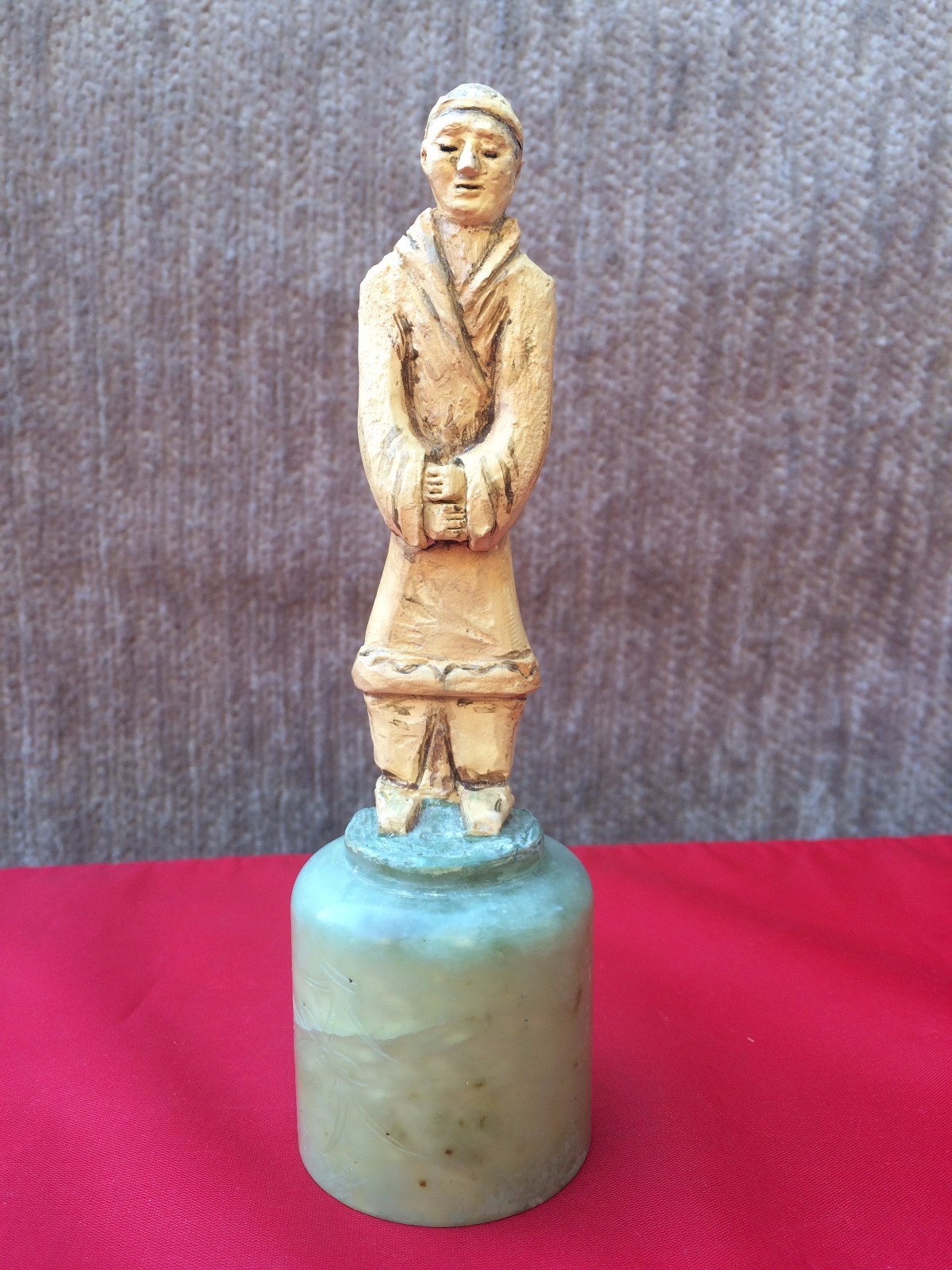 Signed Ben Kupferman Original Sculpture Man in Robe on Carved Stone Base 7 7/8&Prime;