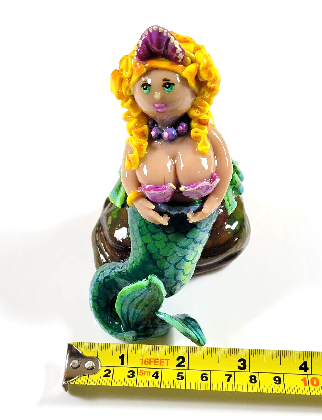 OOAK*Original Hand-made Mini Sculpture- figurine*Dreaming Mermaid**Signed